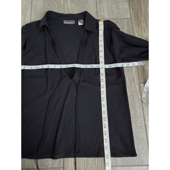 Banana Republic Black Semi Sheer Silk Blouse Sz Small. Y2K, Vampcore Lightweigt - Picture 5 of 7